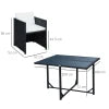 Set Mobili da Giardino 5pz Set Tavolo da Pranzo con 4 Sedie con Cuscini Combinabili a Rettangolo, Nero, 109x109x72 cm 863-008