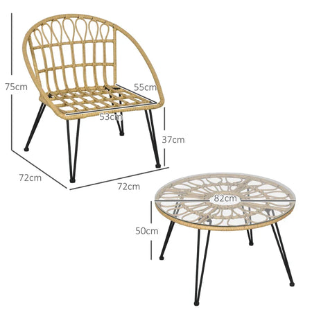 Set da Giardino 5 Pezzi in Rattan con Tavolo Rotondo Ø82x50 cm e 4 Sedie 72x72x75 cm con Cuscini 867-171V00BG