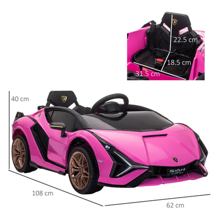 Macchina Elettrica per Bambini 3-5 Anni Lamborghini 12V con Telecomando e Velocità 3-5km/h, Rosa VG1370-171V90PKVG1