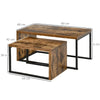 Set 2 x Tavolino Salvaspazio in Stile Industriale Legno MDF e Metallo Marrone e Nero CF9839-082CF9 , soggiorno salotto basso bianco grgio design moderno sala moderno alto divano camera vetro rotondo