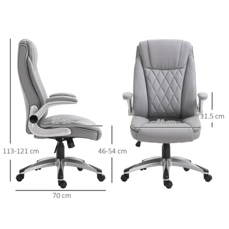 Sedia da Ufficio Ergonomica con Imbottitura, Altezza Regolabile e 5 Ruote, 70x71x113-121 cm, Grigio UL3920-063GYUL3