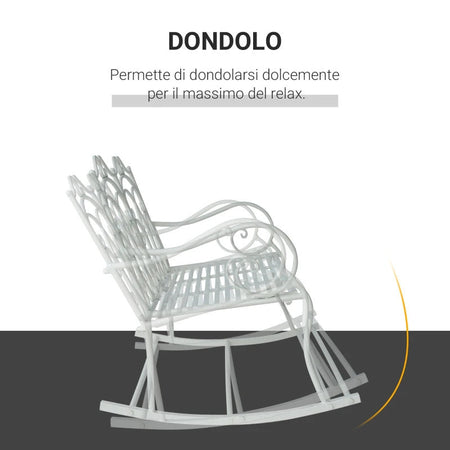 Panchina Dondolo Giardino 2 Posti Metallo Bianco Outsunny 103x74.5x88cm