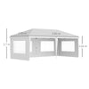 Gazebo da esterno bianco con Finestre Regolabile in Altezza e tende Removibili 5.9x3x2.7m 84C-431V00WT