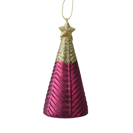 Pendaglio a forma di albero viola con glitter per albero decorazione natalizia da 13 cm