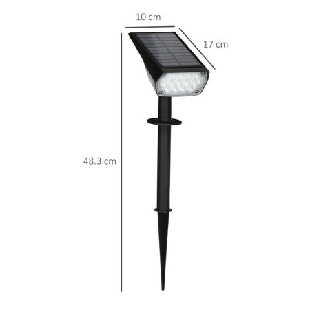 set da 4 Faretti da Giardino e Muro con Picchetto, Luce Solare 2 Luminosità, 17x10x48.3cm Nero XB3B30-025V00BKXB3