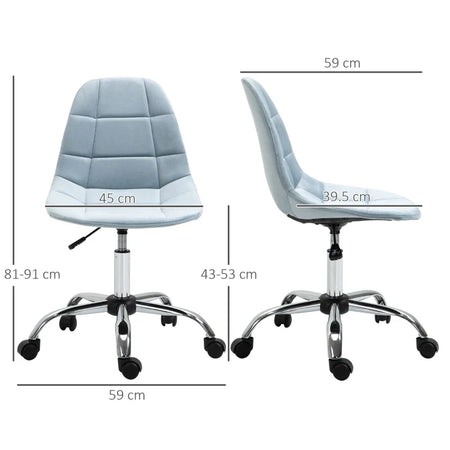 Sedia da Ufficio Ergonomico, Sedia Girevole Scrivania, Regolabile Senza Braccioli, Azzurro, 59x59x81-91cm GH9921-366BUGH9