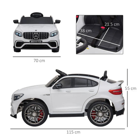 Macchina Elettrica per Bambini 3-5 Anni Mercedes con Cintura di Sicurezza e Telecomando, Bianco MN1370-074V90WTMN1