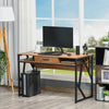 Scrivania Moderna in Metallo e MDF Stile Industriale, Mensole e Cassetto per Casa e Ufficio, 120x60x76cm Nero Marrone XV2836-376XV2