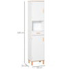 Mobile Salvaspazio Bagno in Legno Bianco, Mobile a Colonna con Armadietti e Cassetto 39x30x180cm QA2834-312QA2