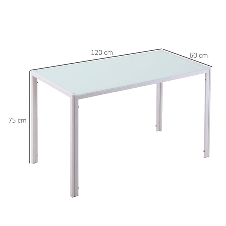 Tavolo Moderno Rettangolare Struttura in Metallo e Piano in Vetro Temperato - Bianco JH3835-479WTJH3