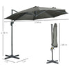 Ombrellone da Giardino Decentrato 3x2.5 m Girevole a 360° con Angolazione Regolabile, Grigio 84D-052V00GY