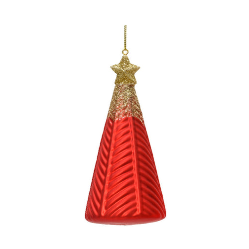 Pendaglio a forma di albero rosso con glitter per albero decorazione natalizia da 13 cm