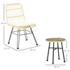 Set Mobili da Giardino 3 Pezzi con Tavolino e Sedie in Rattan PE, Poilestere e Acciaio per Esterni, Crema 863-087CW