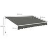 Tenda da Sole per Esterno Avvolgibile a Bracci con Apertura a Manovella, 350x250 cm, Grigio WE1840-174V00GYWE1