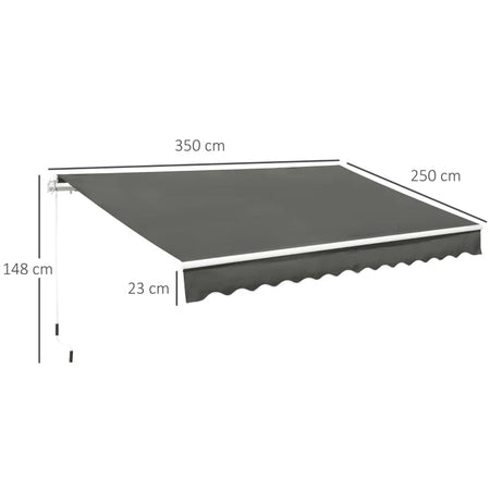 Tenda da Sole per Esterno Avvolgibile a Bracci con Apertura a Manovella, 350x250 cm, Grigio WE1840-174V00GYWE1