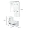 Mobile d'Ingresso Moderno Guardaroba Set Appendiabiti, Specchio e Scarpiera 3 in 1, in Legno Bianco BN3831-146WTBN3