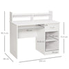 Scrivania per Computer Compatta, Scrivania PC Fisso in Legno Bianco con Ripiano Tastiera Estraibile e Mensole 104x48x95.5cm XN5836-262WTXN5