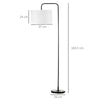 Lampada da Terra Moderna in Acciaio con Paralume in Tessuto Effetto Lino, 64x38x163.5 cm, Bianca e Nera TG5B31-329TG5