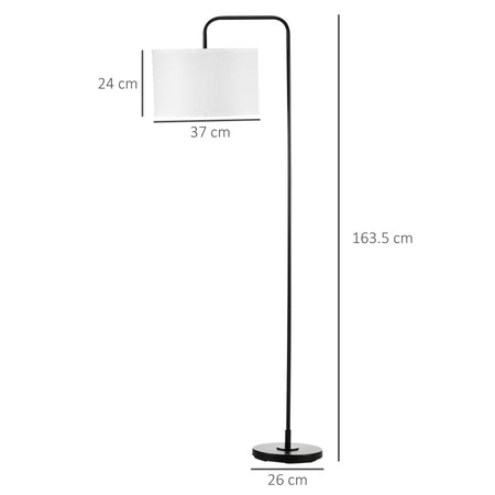 Lampada da Terra Moderna in Acciaio con Paralume in Tessuto Effetto Lino, 64x38x163.5 cm, Bianca e Nera TG5B31-329TG5