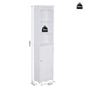 Mobiletto del Bagno a Torre 3 Ripiani Regolabili su 3 Livelli e 1 Ampio Armadietto Inferiore Manopole sull'Anta MDF Bianco 40x23x160cm ED6834-198ED6