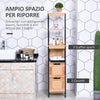 Colonna Bagno con 2 Cassetti e 3 Vani Aperti in Legno MDF e Bambù 30x30x144.3 cm YH2834-208YH2