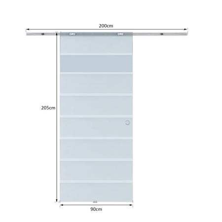 Porta Scorrevole Interna in Vetro Smerigliato e Satinato con Binario B3 in Alluminio per Bagno Cucina Studio Vetro 205x 90x 0,8cm WJ8B70-005WJ8
