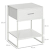 Comodino Moderno Set 2 Pezzi con Cassetto e Ripiano Aperto per Camera da Letto e Soggiorno, in MDF e Acciaio, 45x40x60cm, Bianco TY8831-534V01WTTY8