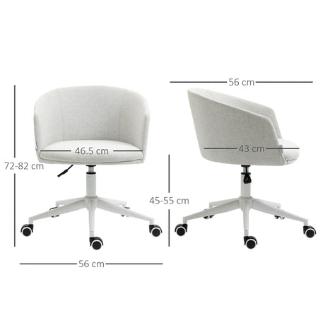Sedia da Ufficio con Altezza Regolabile, Ruote e Seduta Girevole in Tessuto, Grigio Chiaro HJ9921-602V00LGHJ9