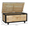 Panca Contenitore da 121L con 4 Rotelle e Maniglie in Legno e Acciaio, 100x50x43cm, Colore Legno 84G-322V00ND