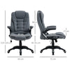 Sedia da Ufficio Ergonomica Reclinabile, Altezza Regolabile e Dondolamento, Poltrona Girevole con Ruote, 65x72x110-120cm, Grigio HG4921-416HG4