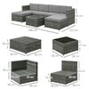 Set da 7 Pezzi Salotto da Esterni in Rattan con Poltrona Pouf Tavolino Grigio 860-002V01