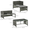 Salotto da Giardino con Divanetto, Chaise Longue e Tavolino in Rattan PE con Cuscini, Grigio 860-121V00GY