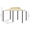 Gazebo da Giardino 3x4 m con Tende e Tetto a 2 Livelli Bianco Crema 01-0154