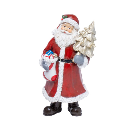 Babbo Natale statuetta color rosso in poliestere decorazione natalizia da 20 cm