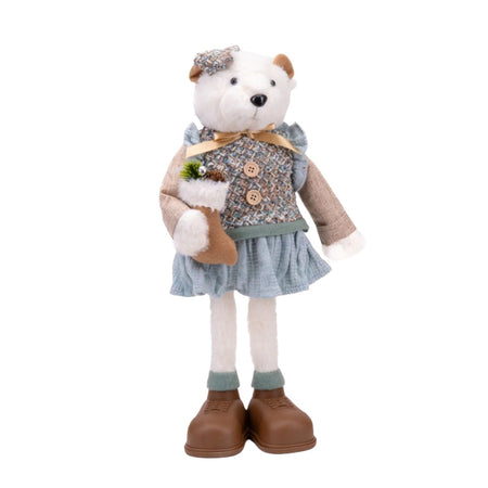 Peluche orsetto natalizio con abito celeste, decorazione natalizia da 51 cm
