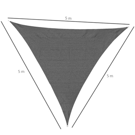 Tenda da Sole Triangolare Anti-UV e Traspirante con Ganci a D, in HDPE, 5x5x5 m VC3840-231VC3
