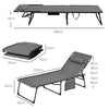 Set 2 Lettini Prendisole con Schienale Reclinabile e Tasca, in Acciaio e Poliestere, 65x188x36 cm, Grigio e Nero 84G-268V01GY