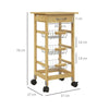 Carrello Cucina con Ruote, Cassetto e 3 Cestini a Rete Metallica, 37x37x76cm, Colore Legno TR6801-350V00NDTR6