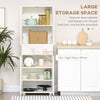 credenza alta Dispensa Cucina con 4 Ante, 3 Ripiani Regolabili e Mensole a 5 Livelli in MDF e legno, 60x35x170 cm, Bianco , anche ingresso soggiorno bagno F835-612A