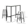 Set 3 Pezzi con Tavolo Rettangolare e 2 Sgabelli da Bar in Truciolato, MDF e Acciaio, Bianco e Nero HY3835-943V01WTHY3