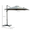 Ombrellone da Giardino a Manovella e a 8 Stecche con Angolazione Regolabile, Ø2.95x2.5 m, Grigio 84D-065CG