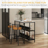 tavolo bar angolo cucina con Mensole, Isola Piano Effetto Marmo e Struttura in Metallo, 100x50x90cm, scaffale Nero e Bianco multiuso ufficio studio bagno F801-338V80BKA