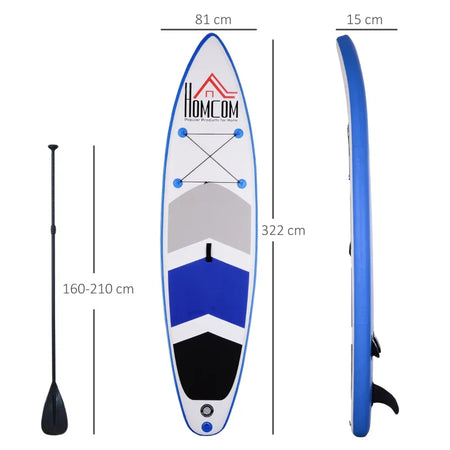 Tavola Gonfiabile SUP Stand Up Paddle con Pagaia Regolabile, Tavola Surf con Accessori 322x81x15cm ED2A33-002ED2
