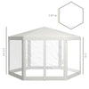 Gazebo da Giardino Esagonale con Doppio Ingresso, in Metallo e Poliestere, 3.94x3.94x2.5 m, Crema 84C-044V02CW