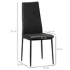 Set di 4 Sedie da Pranzo con Schienale Alto in Finta Pelle e Acciaio, 41x50x97cm, Nero TG1835-835V00BKTG1