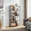Libreria Industriale Vintage VASAGLE 5 Ripiani 74x30x150cm Scaffale Robusto Marrone e Nero