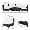 Divano da Esterno in Rattan, Set 5 Pezzi con Pouf, Salottino per il Giardino Nero e Bianco 96cmx 68cmx 65cm 860-081V01
