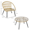 Set da Giardino 5 Pezzi in Rattan con Tavolo Rotondo Ø82x50 cm e 4 Sedie 72x72x75 cm con Cuscini 867-171V00BG