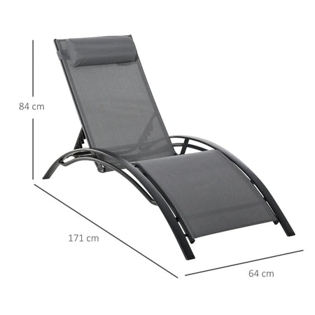 Sdraio da Giardino Reclinabile su 5 Livelli con Cuscino Rimovibile, Alluminio e Texteline, 171x64x82cm Grigio 84B-179V01CG