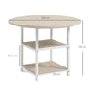 Tavolo da Pranzo per 4-6 Persone con 2 Ripiani Integrati, in Acciaio e MDF, Ø100x76 cm, Bianco e Rovere QS683A-050V80AKQS6